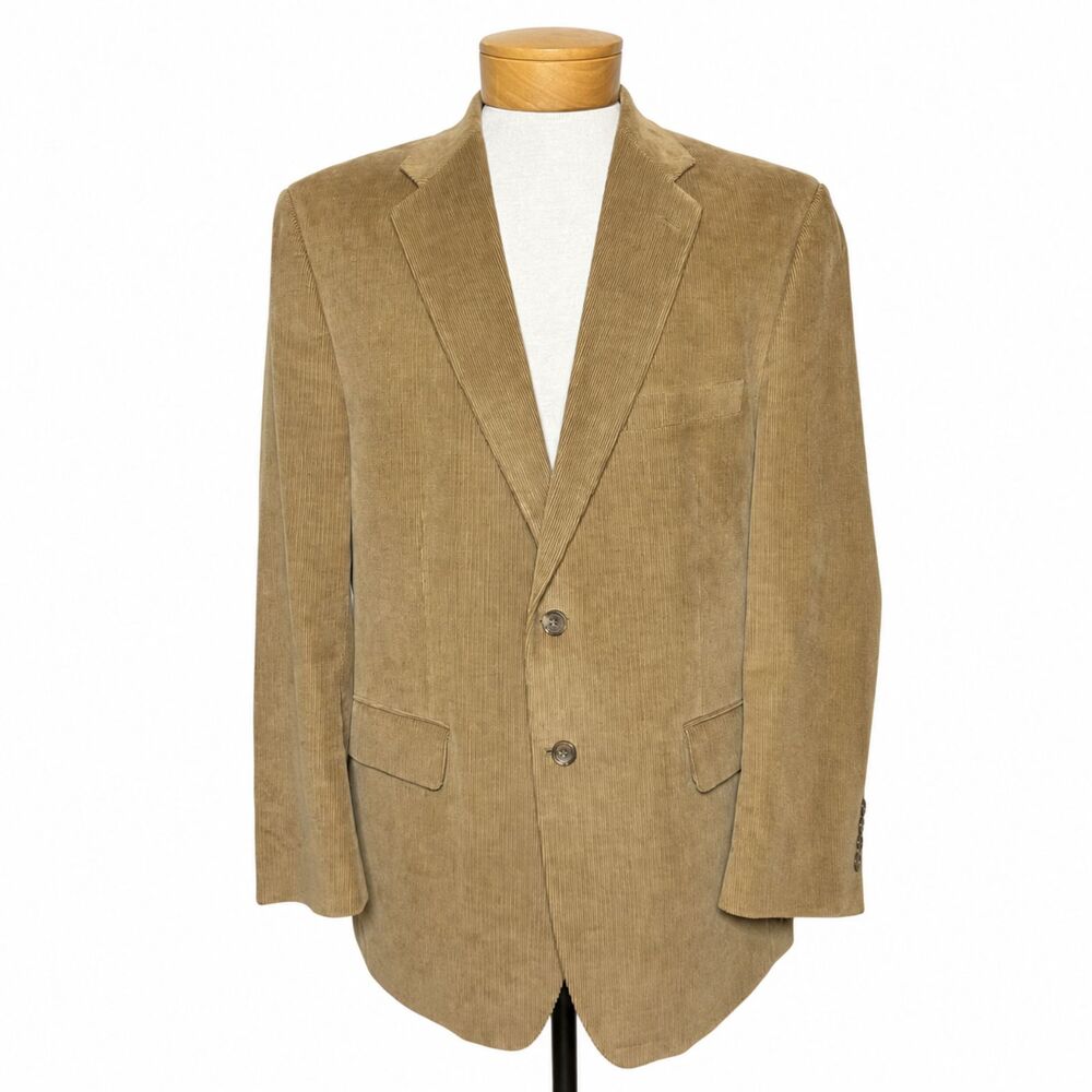 Chaps Ralph Lauren Vintage Corduroy Blazer Tan 42R Sport Coat Cotton Jacket